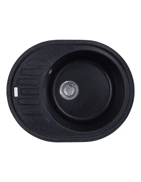 Мийка для кухні овальна Kroner KRP Komposit SCH-6250, кам`яна, чорна