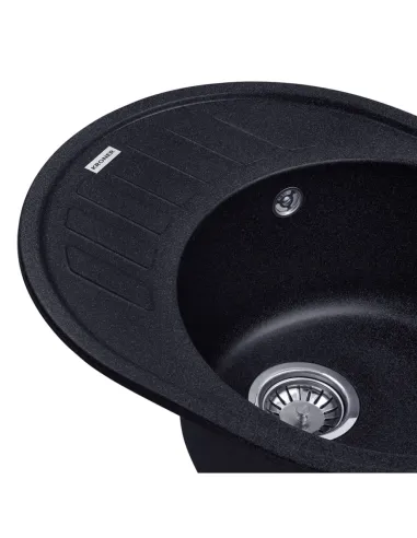 Мийка для кухні овальна Kroner KRP Komposit SCH-6250, кам`яна, чорна