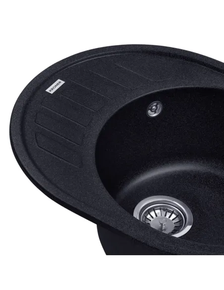 Мойка для кухни овальная Kroner KRP Komposit SCH - 6250, каменная, черная