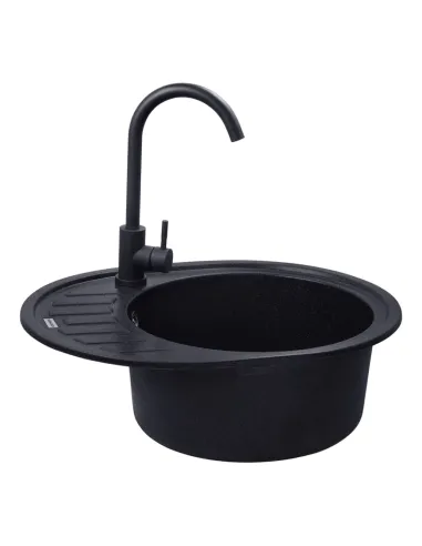 Мийка для кухні овальна Kroner KRP Komposit SCH-6250, кам`яна, чорна