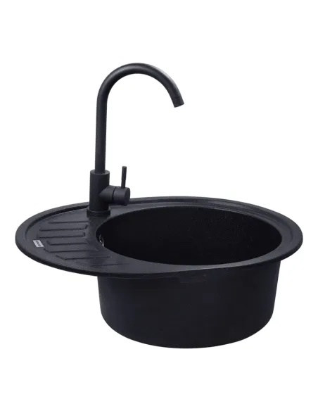 Мийка для кухні овальна Kroner KRP Komposit SCH-6250, кам`яна, чорна