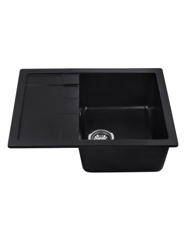 Мийка для кухні прямокутна Kroner KRP Komposit SCH-6550, кам`яна, чорна