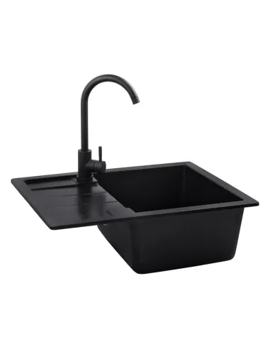Мойка для кухни прямоугольная Kroner KRP Komposit SCH - 6550, каменная, черная