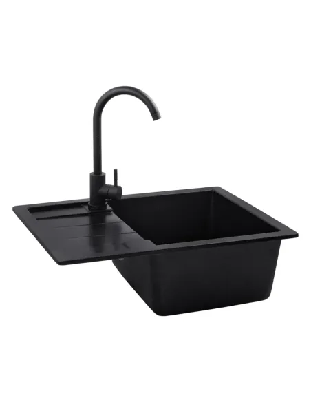 Мойка для кухни прямоугольная Kroner KRP Komposit SCH - 6550, каменная, черная