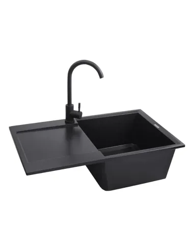 Мийка для кухні прямокутна Kroner KRP Komposit GRB-7850, кам`яна, чорна