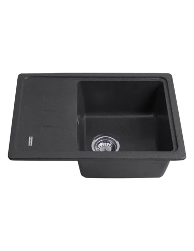 Мийка для кухні прямокутна Kroner KRP Komposit GRB-6243, кам`яна, чорна