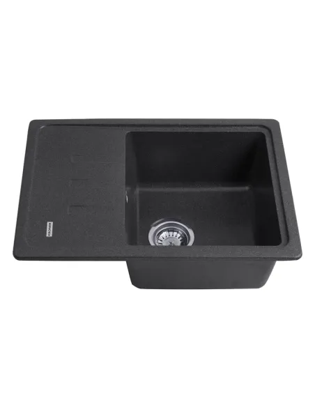 Мийка для кухні прямокутна Kroner KRP Komposit GRB-6243, кам`яна, чорна