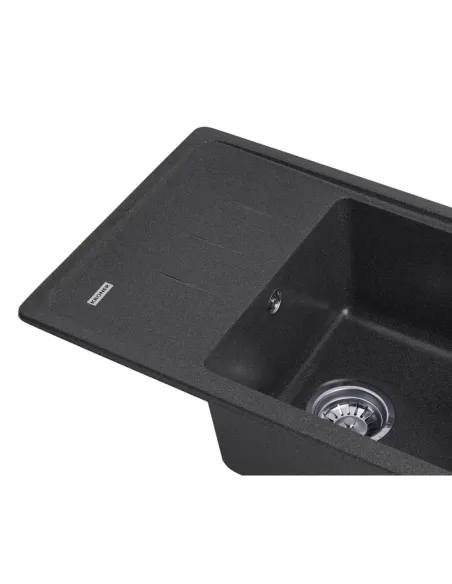 Мийка для кухні прямокутна Kroner KRP Komposit GRB-6243, кам`яна, чорна