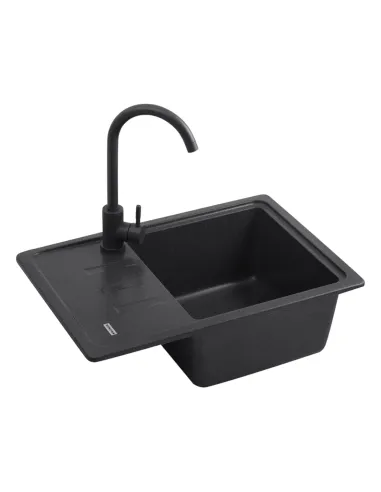 Мойка для кухни прямоугольная Kroner KRP Komposit GRB - 6243, каменная, черная