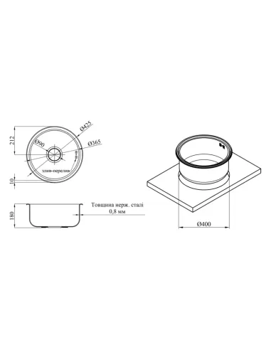 Мийка для кухні кругла Kroner KRP Satin - 430 з нержавіючої сталі