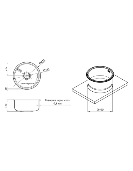 Мойка для кухни круглая Kroner KRP Satin - 430 из нержавеющей стали