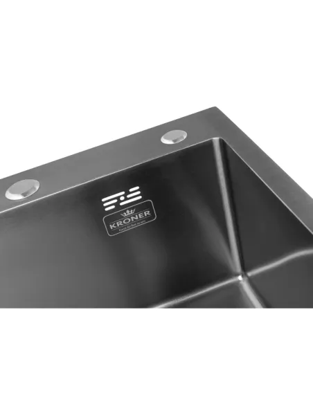 Мойка для кухни квадратная Kroner KRP Schwarze - 5050HM PVD из нержавеющей стали 3.0/1.0 мм