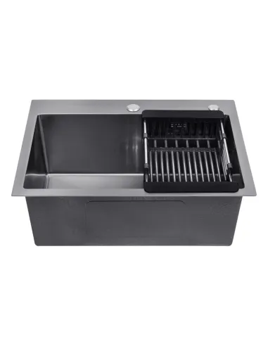 Мийка прямокутна для кухні Kroner KRP Schwarze - 5843HM PVD з нержавіючої сталі 3.0/1.0 мм