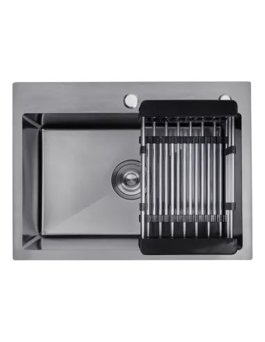 Мойка для кухни прямоугольная Kroner KRP Schwarze - 5843HM PVD из нержавеющей стали 3.0/1.0 мм