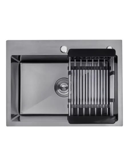 Мойка для кухни прямоугольная Kroner KRP Schwarze - 5843HM PVD из нержавеющей стали 3.0/1.0 мм
