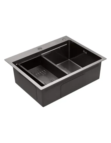 Мийка прямокутна для кухні Kroner KRP Schwarze - 6350HM PVD з нержавіючої сталі 3.0/1.0 мм