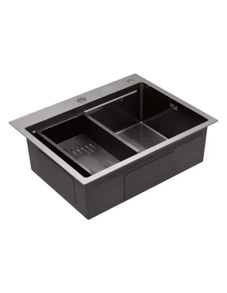 Мойка для кухни прямоугольная Kroner KRP Schwarze - 6350HM PVD из нержавеющей стали 3.0/1.0 мм