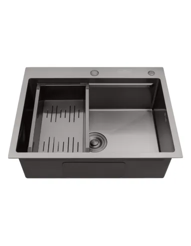 Мийка прямокутна для кухні Kroner KRP Schwarze - 6350HM PVD з нержавіючої сталі 3.0/1.0 мм