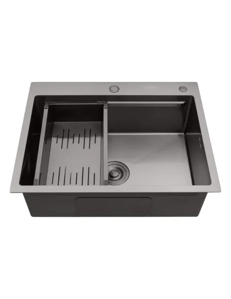Мийка прямокутна для кухні Kroner KRP Schwarze - 6350HM PVD з нержавіючої сталі 3.0/1.0 мм
