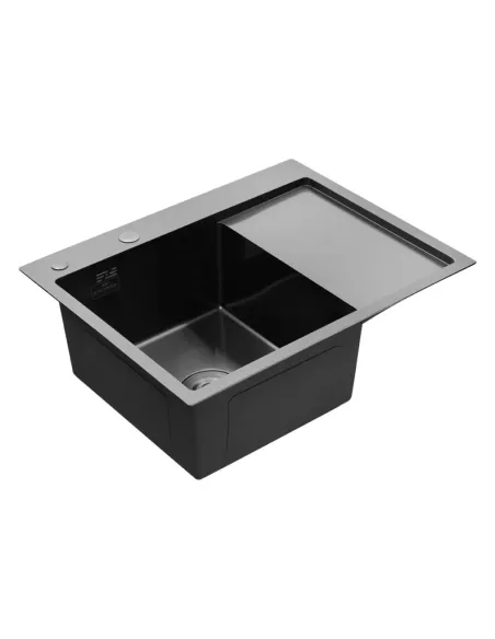 Мойка для кухни прямоугольная Kroner KRP Schwarze - 6350LHM PVD из нержавеющей стали 3.0/1.0 мм