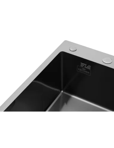 Мойка для кухни прямоугольная Kroner KRP Schwarze - 6350LHM PVD из нержавеющей стали 3.0/1.0 мм