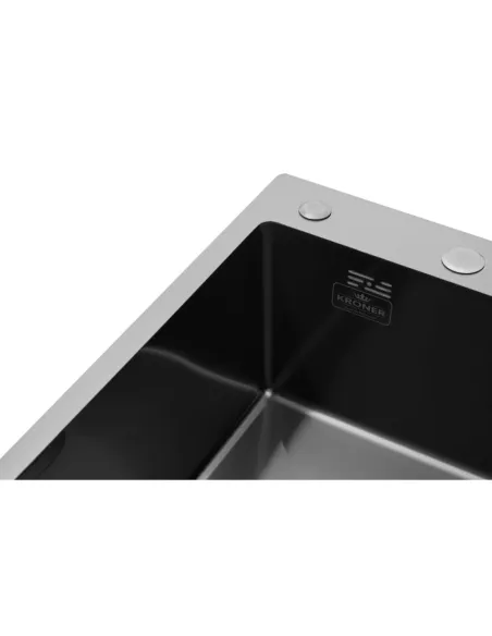 Мойка для кухни прямоугольная Kroner KRP Schwarze - 6350LHM PVD из нержавеющей стали 3.0/1.0 мм