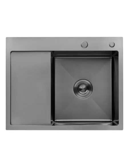 Мийка прямокутна для кухні Kroner KRP Schwarze - 6350RHM PVD з нержавіючої сталі 3.0/1.0 мм