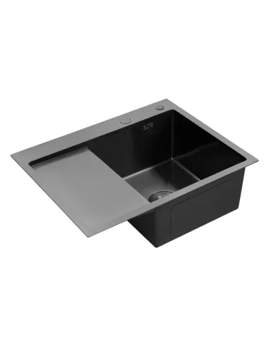 Мийка прямокутна для кухні Kroner KRP Schwarze - 6350RHM PVD з нержавіючої сталі 3.0/1.0 мм