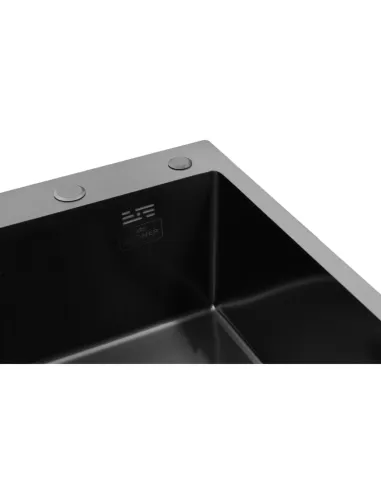 Мийка прямокутна для кухні Kroner KRP Schwarze - 6350RHM PVD з нержавіючої сталі 3.0/1.0 мм