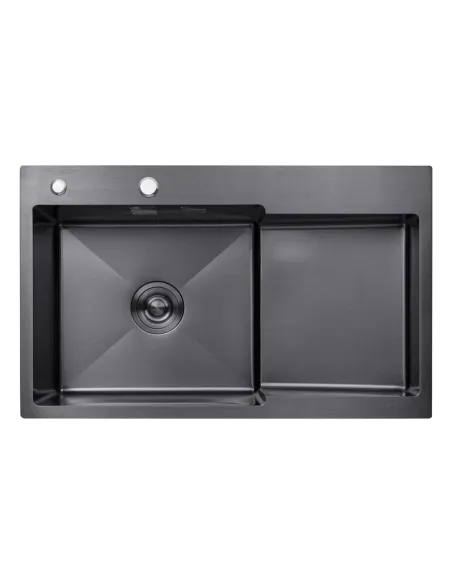 Мойка для кухни прямоугольная Kroner KRP Schwarze - 7848LHM PVD из нержавеющей стали 3.0/1.0 мм