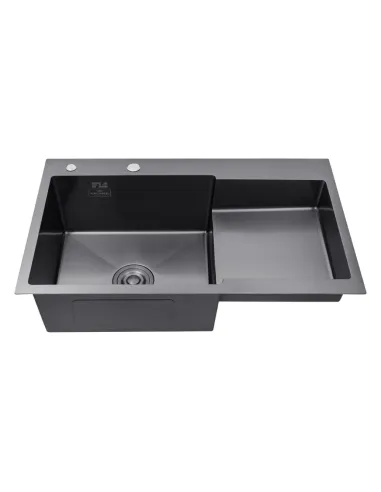 Мойка для кухни прямоугольная Kroner KRP Schwarze - 7848LHM PVD из нержавеющей стали 3.0/1.0 мм