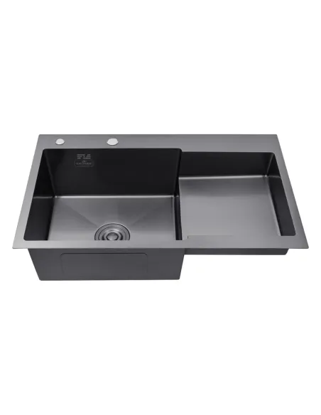 Мойка для кухни прямоугольная Kroner KRP Schwarze - 7848LHM PVD из нержавеющей стали 3.0/1.0 мм