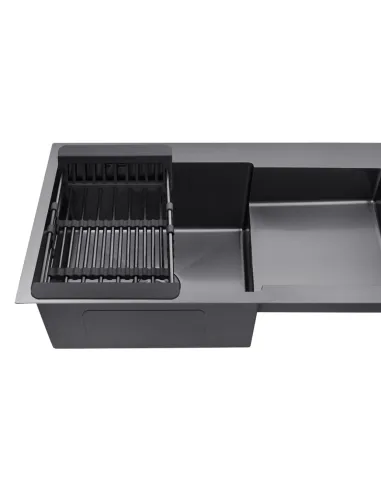 Мойка для кухни прямоугольная Kroner KRP Schwarze - 7848LHM PVD из нержавеющей стали 3.0/1.0 мм