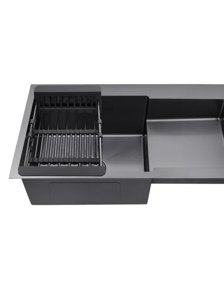 Мойка для кухни прямоугольная Kroner KRP Schwarze - 7848LHM PVD из нержавеющей стали 3.0/1.0 мм