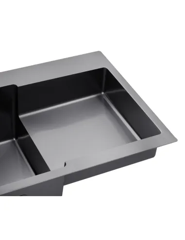 Мийка прямокутна для кухні Kroner KRP Schwarze - 7848LHM PVD з нержавіючої сталі 3.0/1.0 мм