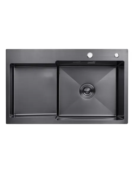 Мойка для кухни прямоугольная Kroner KRP Schwarze - 7848RHM PVD из нержавеющей стали 3.0/1.0 мм