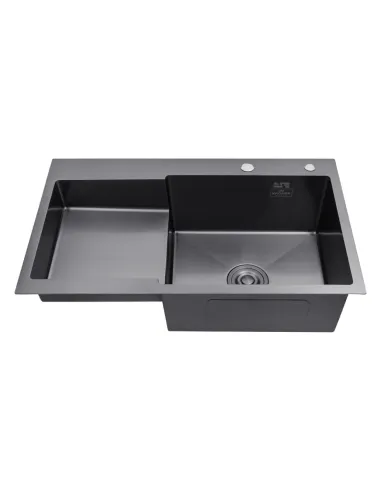 Мойка для кухни прямоугольная Kroner KRP Schwarze - 7848RHM PVD из нержавеющей стали 3.0/1.0 мм