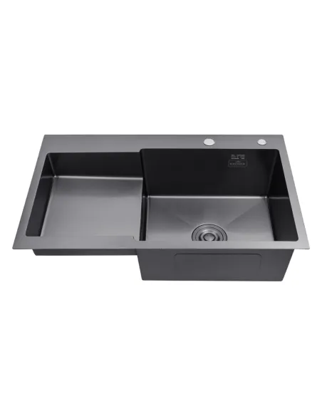 Мойка для кухни прямоугольная Kroner KRP Schwarze - 7848RHM PVD из нержавеющей стали 3.0/1.0 мм