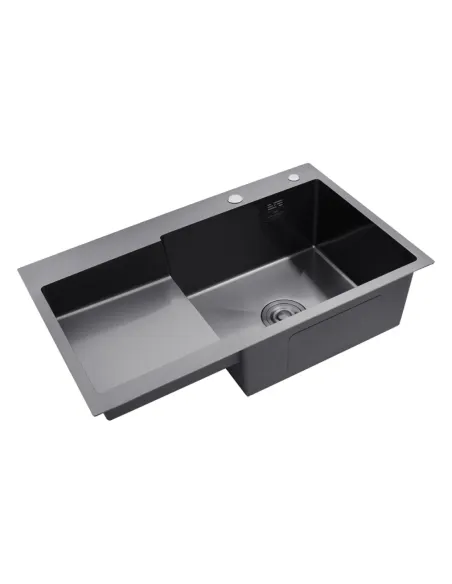 Мойка для кухни прямоугольная Kroner KRP Schwarze - 7848RHM PVD из нержавеющей стали 3.0/1.0 мм
