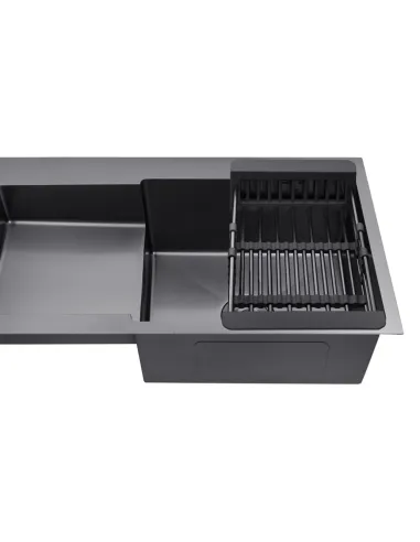 Мийка для кухні прямокутна Kroner KRP Schwarze-7848RHM PVD з нержавіючої сталі 3.0/1.0 мм