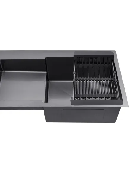 Мийка для кухні прямокутна Kroner KRP Schwarze-7848RHM PVD з нержавіючої сталі 3.0/1.0 мм