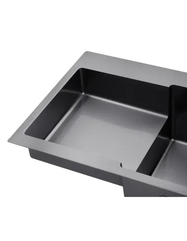 Мийка для кухні прямокутна Kroner KRP Schwarze-7848RHM PVD з нержавіючої сталі 3.0/1.0 мм