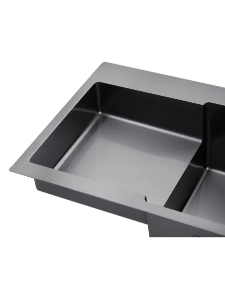 Мийка для кухні прямокутна Kroner KRP Schwarze-7848RHM PVD з нержавіючої сталі 3.0/1.0 мм
