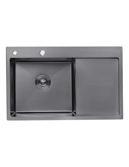 Мойка для кухни прямоугольная Kroner KRP Schwarze - 7849LHM PVD из нержавеющей стали 3.0/1.0 мм