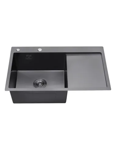 Мойка для кухни прямоугольная Kroner KRP Schwarze - 7849LHM PVD из нержавеющей стали 3.0/1.0 мм