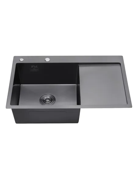 Мойка для кухни прямоугольная Kroner KRP Schwarze - 7849LHM PVD из нержавеющей стали 3.0/1.0 мм