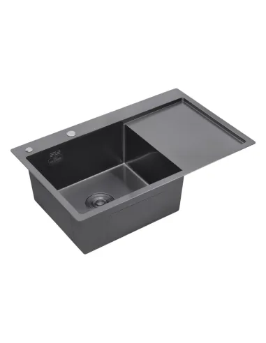 Мойка для кухни прямоугольная Kroner KRP Schwarze - 7849LHM PVD из нержавеющей стали 3.0/1.0 мм
