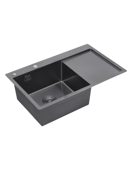 Мойка для кухни прямоугольная Kroner KRP Schwarze - 7849LHM PVD из нержавеющей стали 3.0/1.0 мм