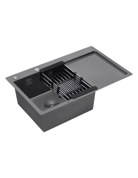 Мойка для кухни прямоугольная Kroner KRP Schwarze - 7849LHM PVD из нержавеющей стали 3.0/1.0 мм