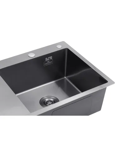 Мийка для кухні прямокутна Kroner KRP Schwarze-7849RHM PVD з нержавіючої сталі 3.0/1.0 мм